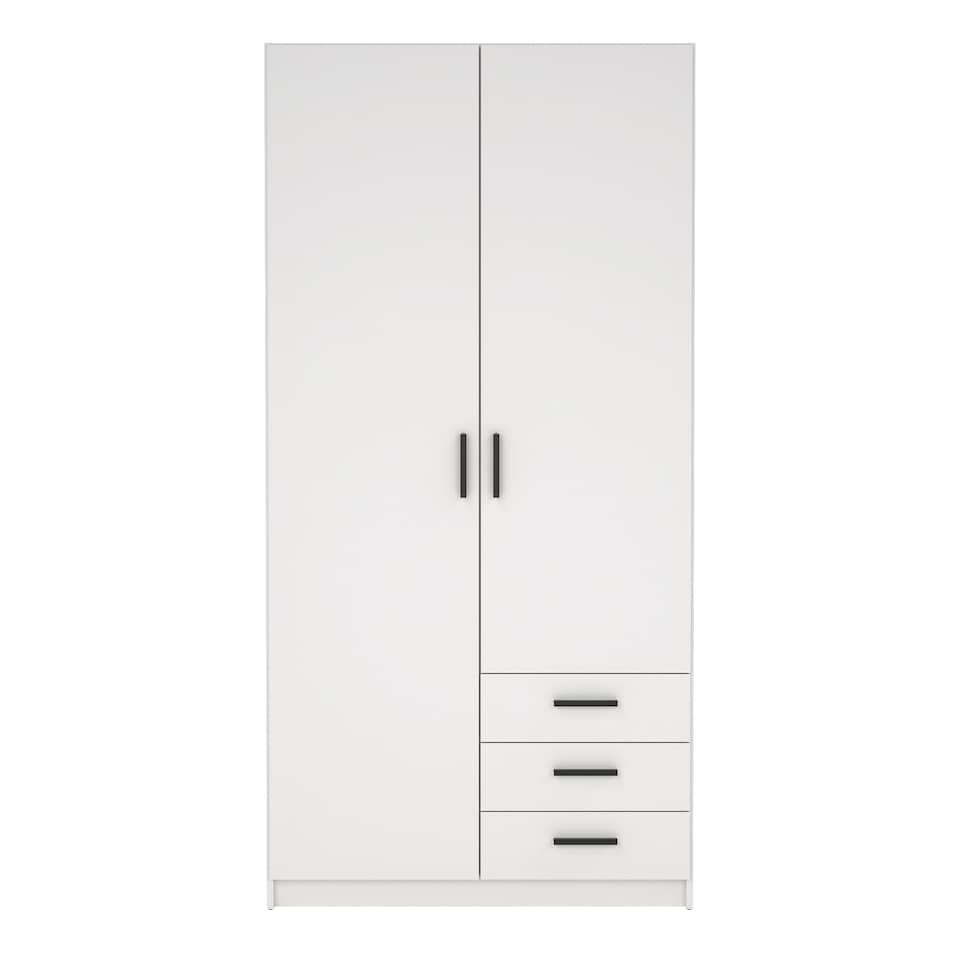 image 1 of Sprint Wardrobe with 2 Doors + 3 Drawers in White