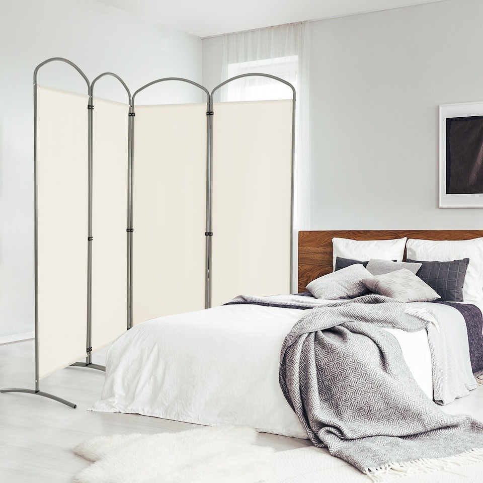 image 1 of COSTWAY 188cm 4 Portable Panel Room Divider Folding Privacy Screen Divider White