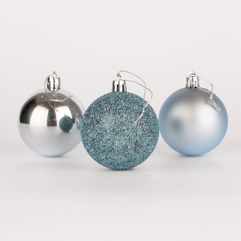 image 1 of 50mm/18Pcs Christmas Baubles Shatterproof Light Blue,Tree Decorations