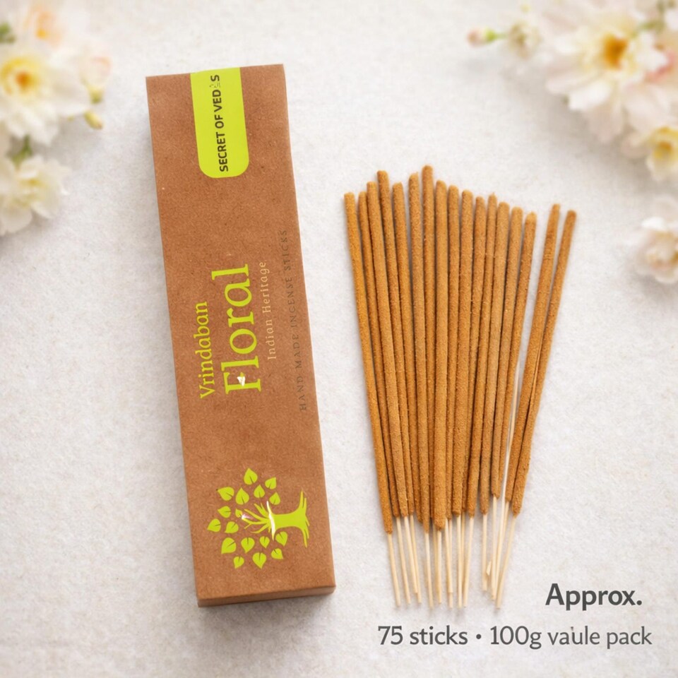image 1 of Vrindaban Floral Incense Sticks 100g Approx. 75 Sticks – Scented Home Fragrance Agarbatti