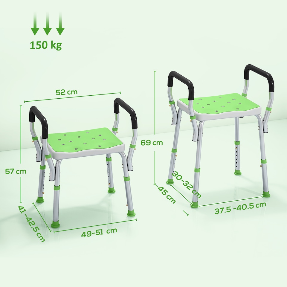 image 1 of HOMCOM Rust-Free Aluminium Bath Chair with Adjustable Height