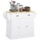 image 1 of HOMCOM Kitchen Storage Trolley with Adjustable Shelf, Rolling Kitchen Island with Drawers and Cabinets, 110 x 45 x 91cm, White