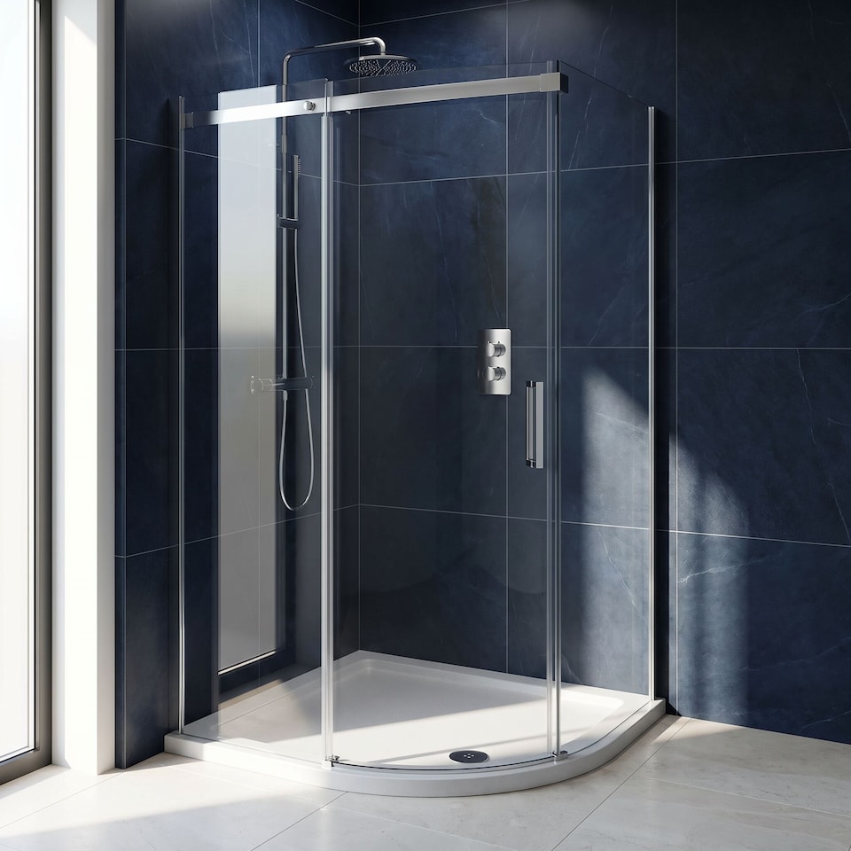 image 1 of Balterley Premium Slip Resistant Slimline Quadrant Shower Tray - Anti-Slip Stone Resin Bathroom Base by Balterley | White | European White | 1
