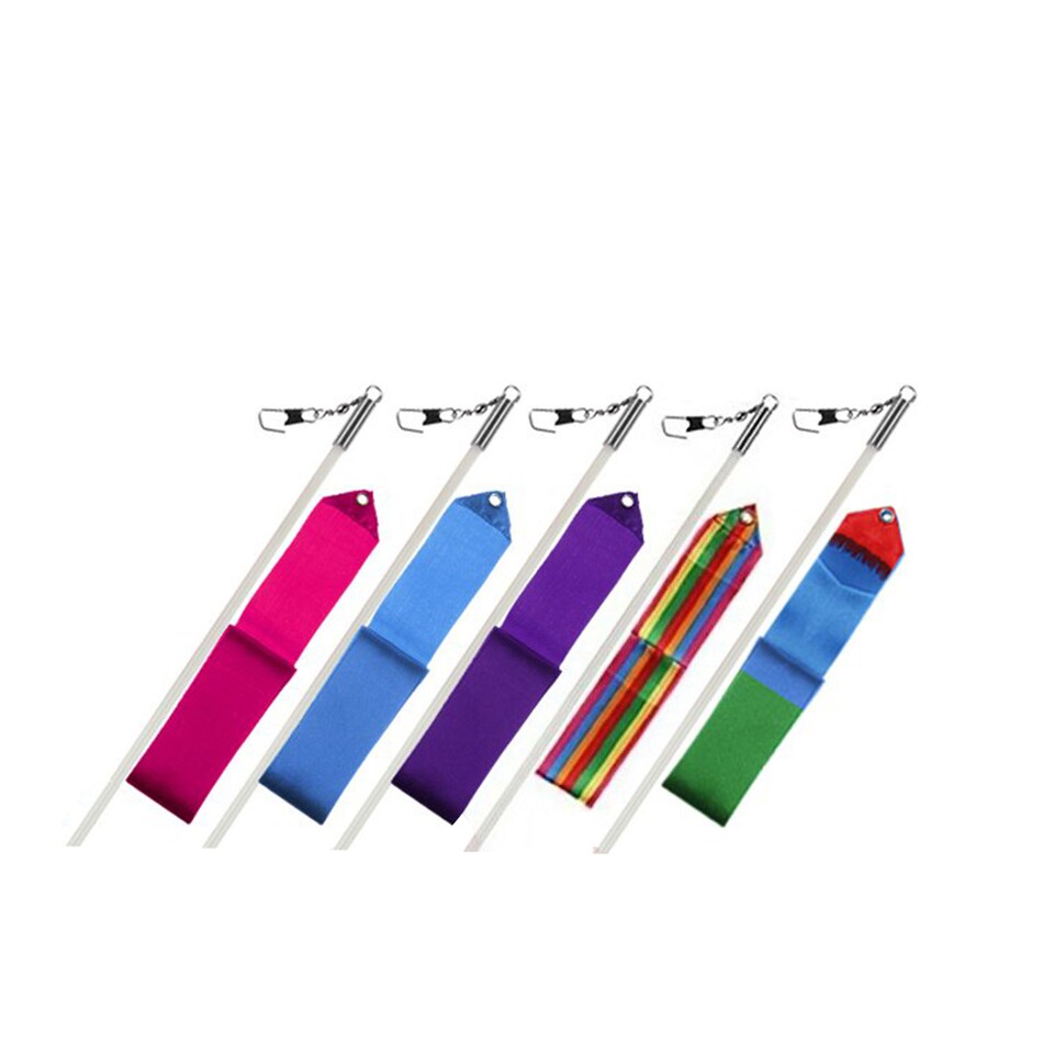 image 1 of 5 Assorted Colours Rhythmic Gymnastics Ribbon Wand, Dance Streamer Baton