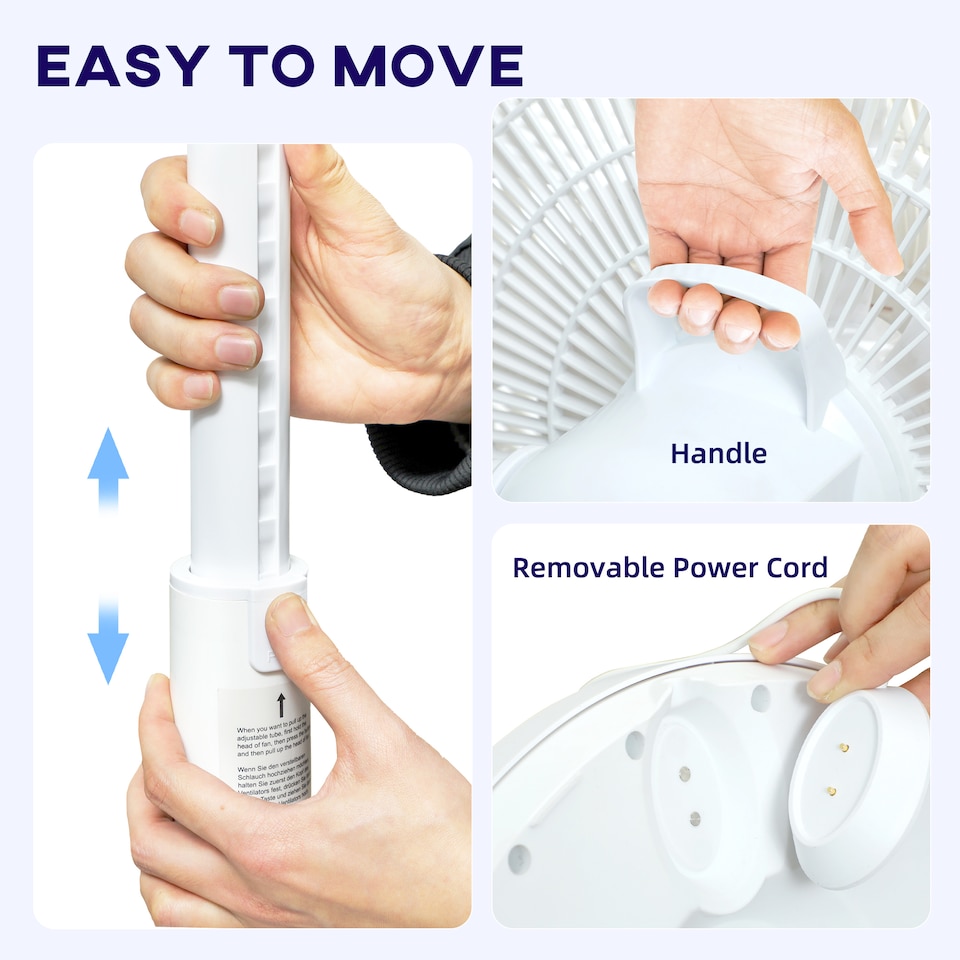 image 1 of HOMCOM Quiet Pedestal Fan with Oscillating, Tilt | White