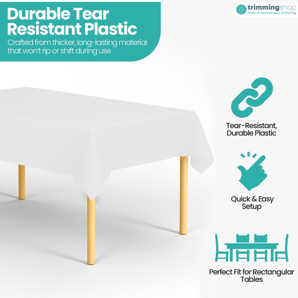 image 1 of Disposable Plastic Table Cover, Table Liner - 54" x 72"