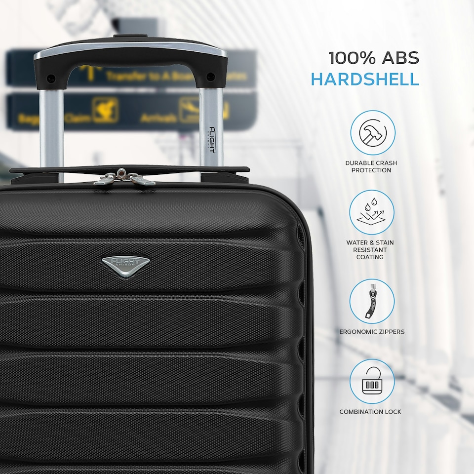 image 1 of 40x30x20cm Wizz Air & Vueling Maximum Size Free Cabin Carry On Lightweight 4 Wheel ABS Hard Case Suitcases Cabin Carry On Hand Luggage Blue | Navy | Cabin Bag