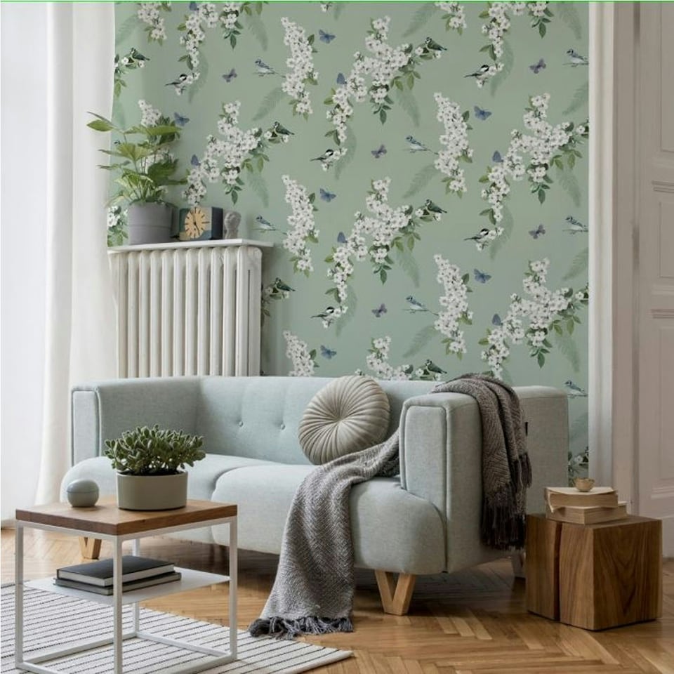 image 1 of World of Wallpaper Mitzu Bird Wallpaper - Sage - One Size Green