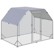 PawHut Chicken Run W/ Roof, Walk In Chicken Coop for 4-6 Chickens, Hen House