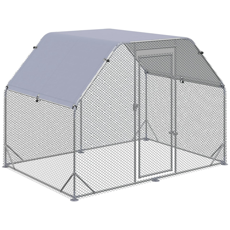 image 1 of PawHut Chicken Run W/ Roof, Walk In Chicken Coop for 4-6 Chickens, Hen House