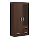 image 1 of Imperial 2 Door 3 Drawer Glazed Display Cabinet in Dark Mahogany Melamine