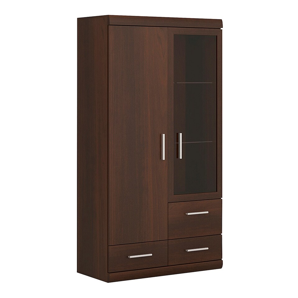 image 1 of Imperial 2 Door 3 Drawer Glazed Display Cabinet in Dark Mahogany Melamine
