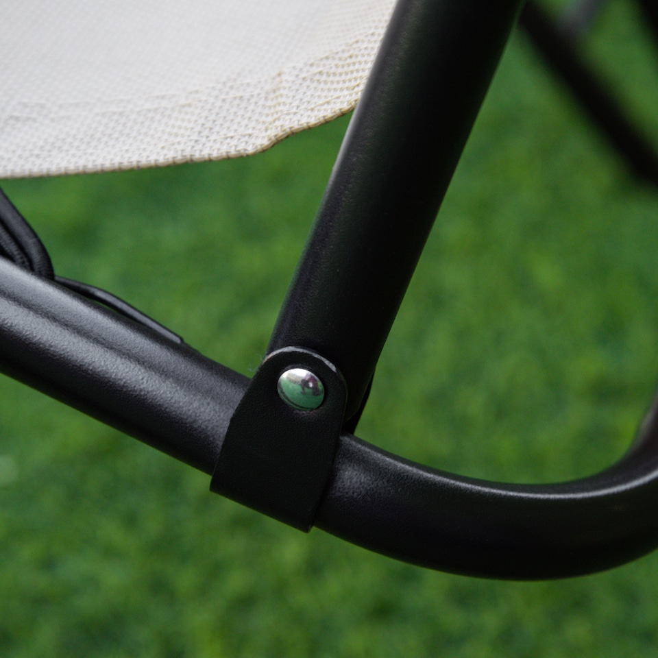 image 1 of Outsunny Folding Zero Gravity Chairs, 3 Pieces Adjustable Sun Lounger and Table Set with Cup Holder and Headrest, Patio Bistro Set with Reclining Garden Chairs for Outdoor, Beige