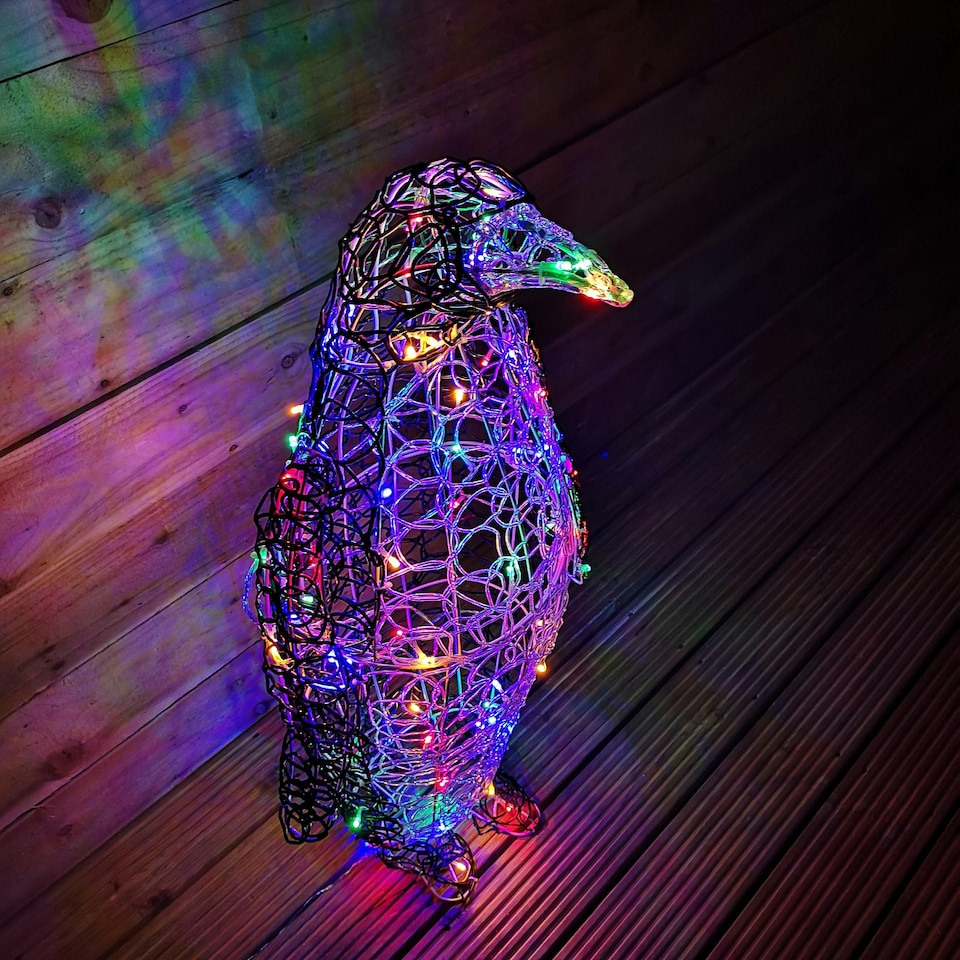 image 1 of 90cm Multicoloured LED Indoor Outdoor Acrylic Christmas Penguin Decoration