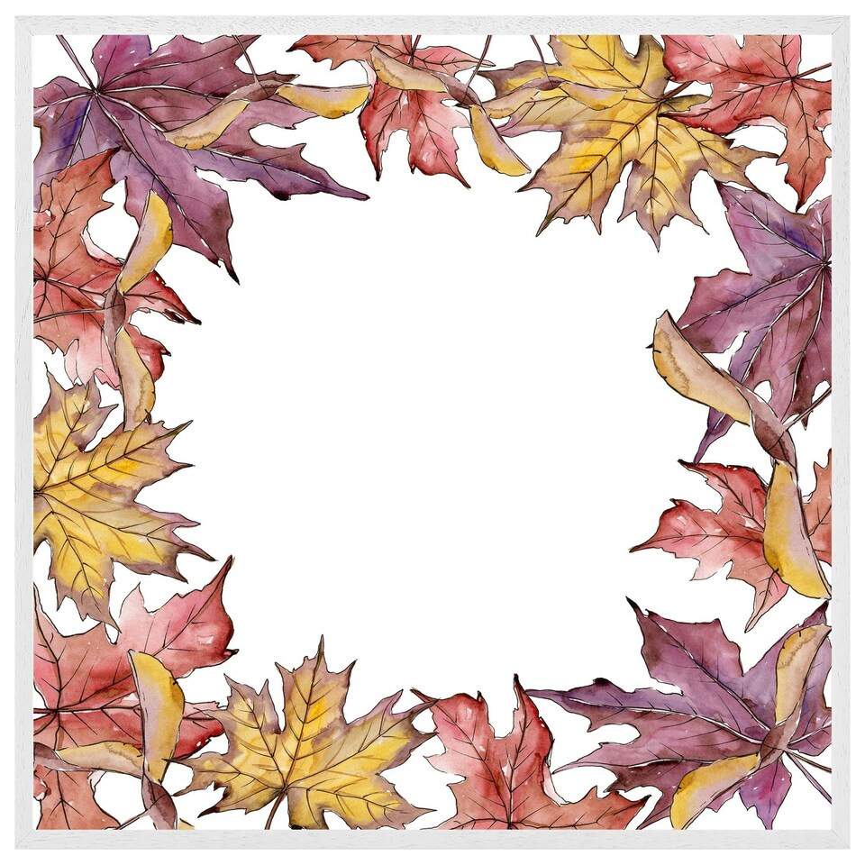 image 1 of Gold & purple leaves (Picture Frame) White | M