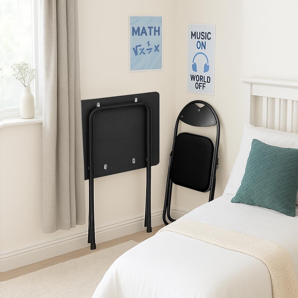 image 1 of Harbour Housewares Wooden Folding Desk - Black/Black | Black | Black