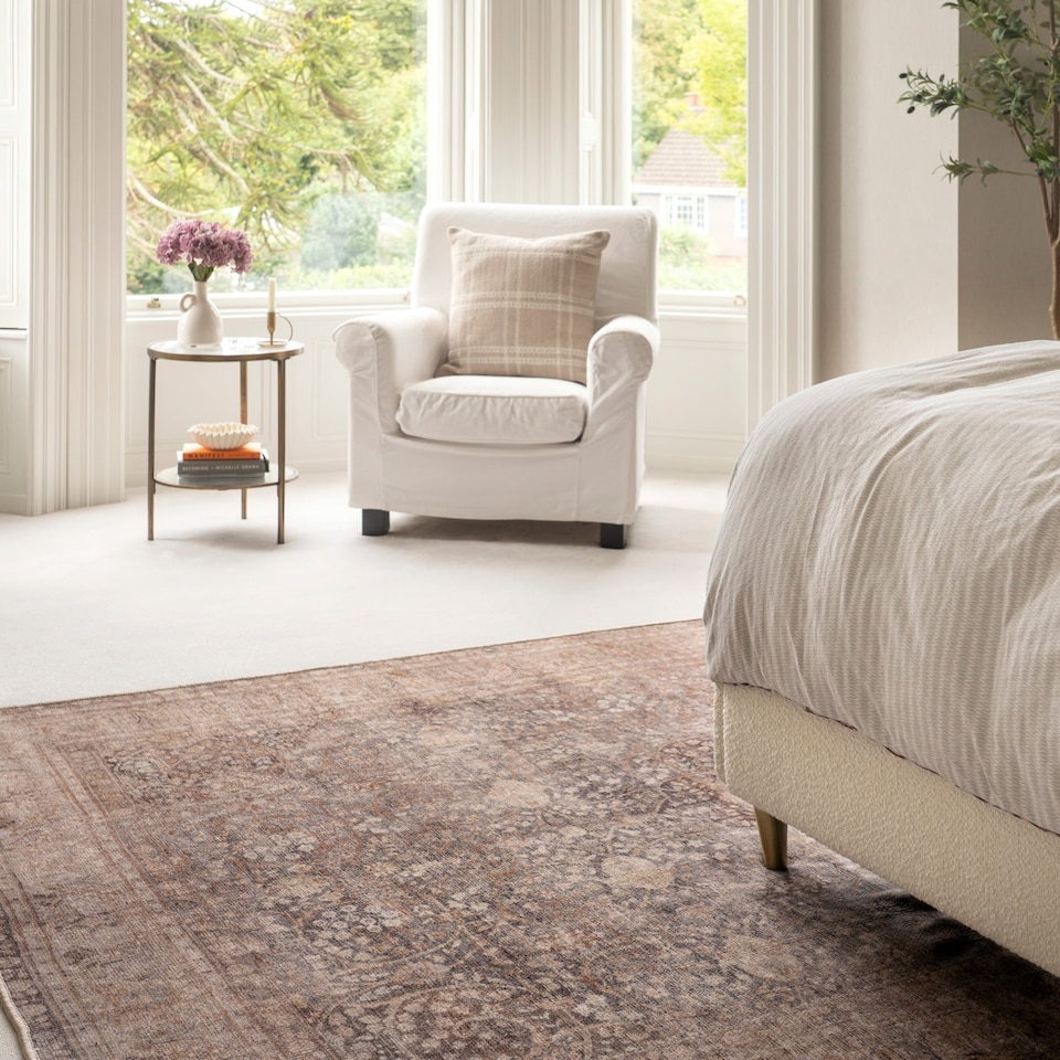 image 1 of Traditional Design Cotton Chenille Rug Beige Machine Washable 240cm x 330cm