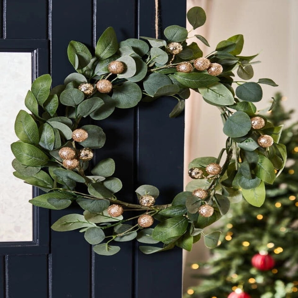 image 1 of Gold Berry Eucalyptus Wreath