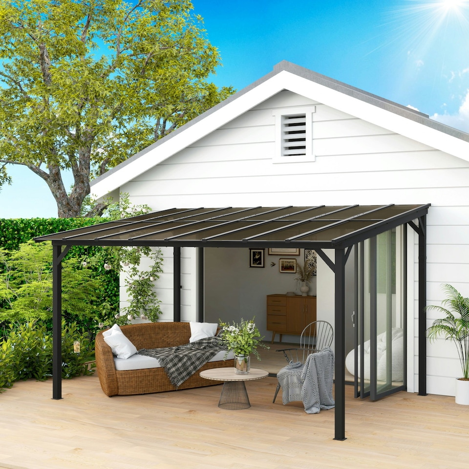 image 1 of 3 x 4.3m Pergola Kit Gazebo with UPF 50+ and Waterproof Polycarbonate Roof