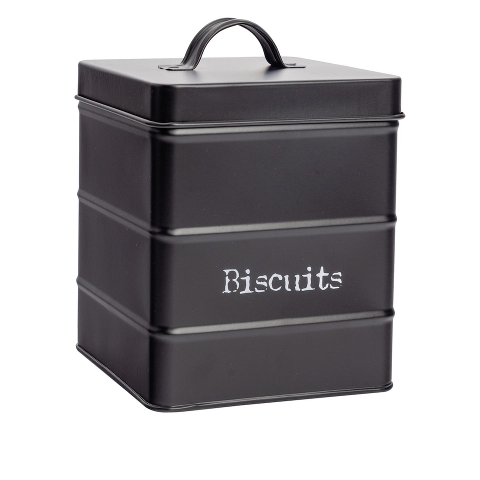 image 1 of Harbour Housewares Vintage Metal Kitchen Biscuit Tin - Black