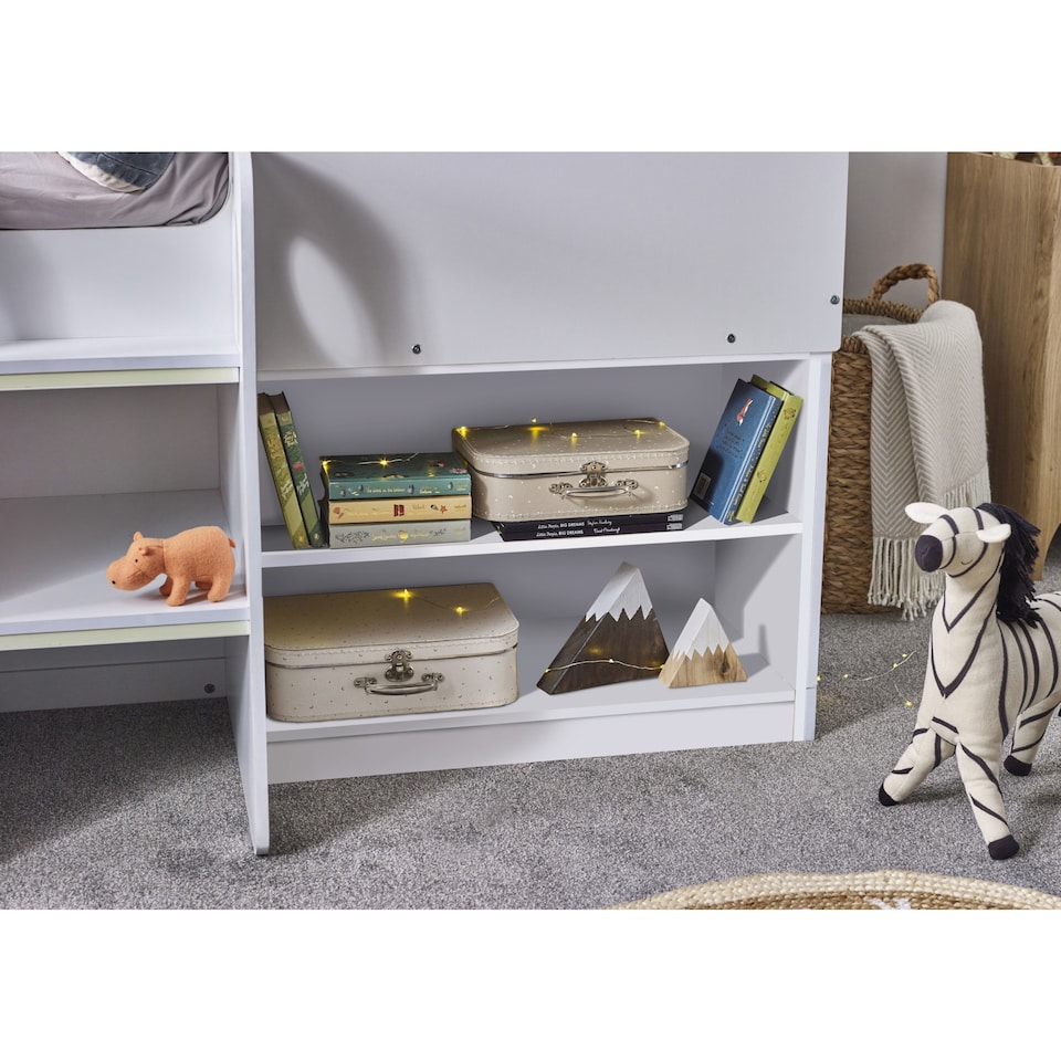 image 1 of Orpheus 90cm Single White Treehouse Midsleeper Cabin Bed