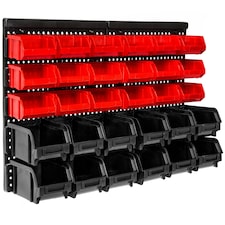 Shelving Storage Boxes Small Parts Rack 12 Large 18 Medium Compartments | Black | black | 64 x 17,50 x 38 cm | 1