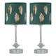 image 1 of First Choice Lighting Set of 2 Chrome Jewelled Table Lamps with Dark Green Fern Shades Chrome | Green