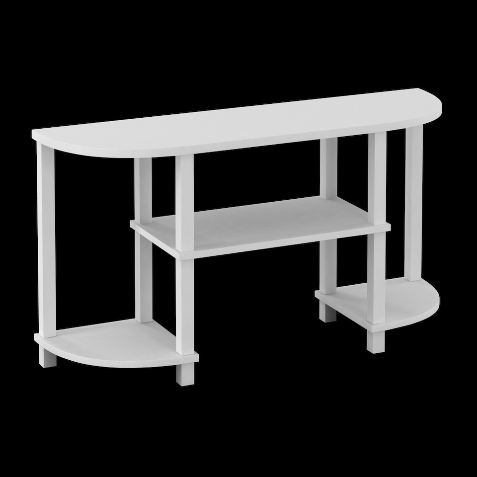 image 1 of URBNLIVING Wide TV Unit Stand S-Tube Entertainment Centre with Storage Shelf, Modern Living Room Cabinet | White | White with White Legs | One Size | 1