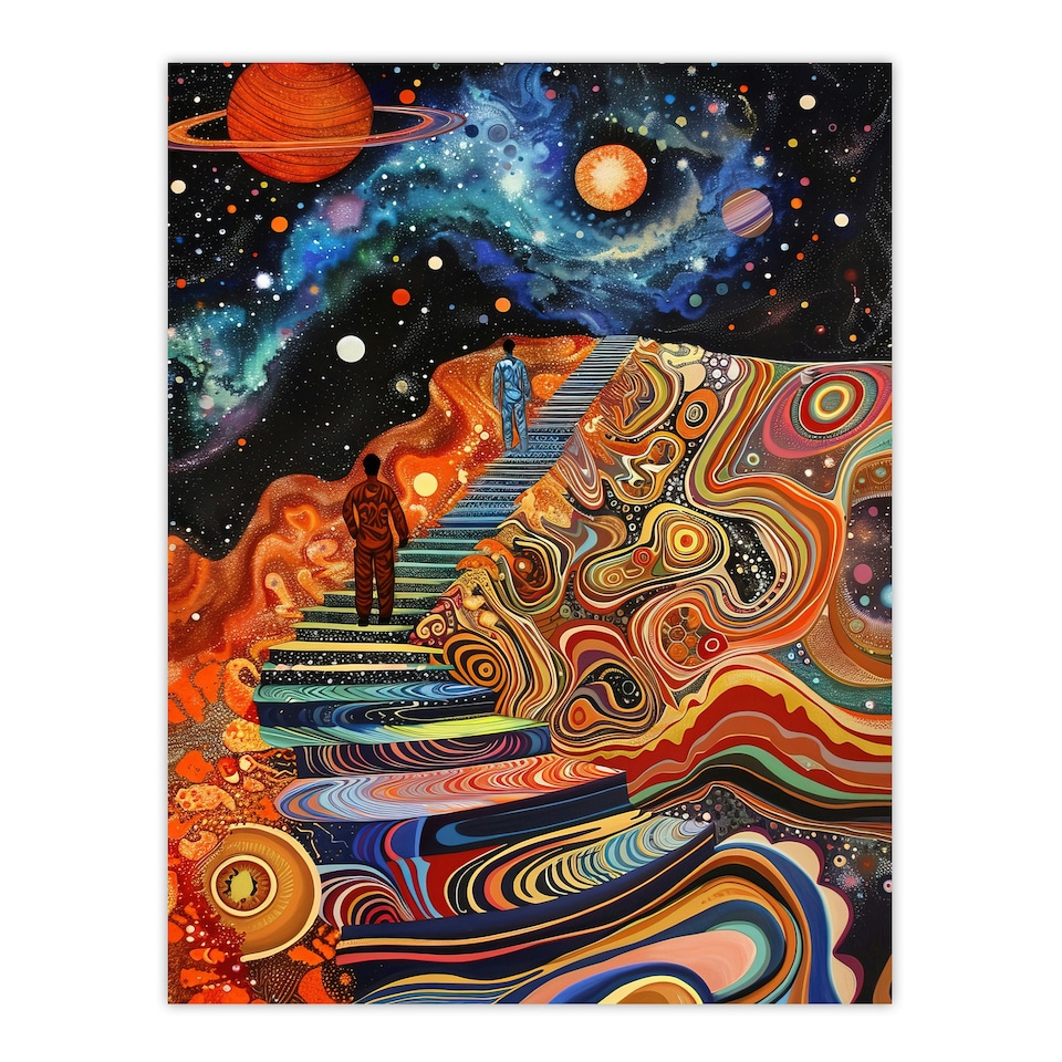 image 1 of Psychedelic Stairway Heaven Space Home Decor Black Framed Wall Art Print A4