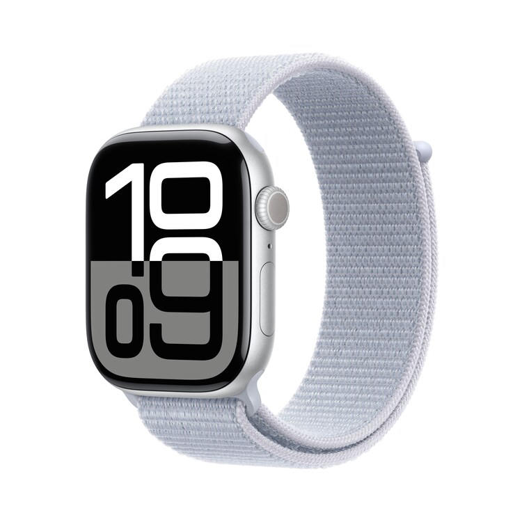 Apple Watch Series 10 Gps 46Mm Silver Aluminium Case With Blue Cloud Sport Loop