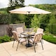 image 2 of 4 Seater Garden Furniture Dining Set with Reversible Cushions and Crank Parasol in Beige