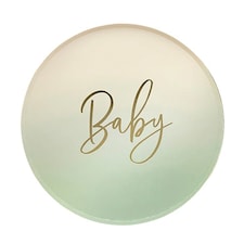 Sage Green Ombre Baby Round Paper Plates 23cm - Pack of 8