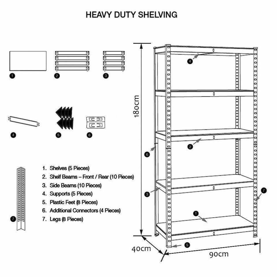 image 1 of Racking Shelf Heavy Duty 5 Tier Garage Shelving Storage Shelves Unit 180x90x40cm Set OF 2