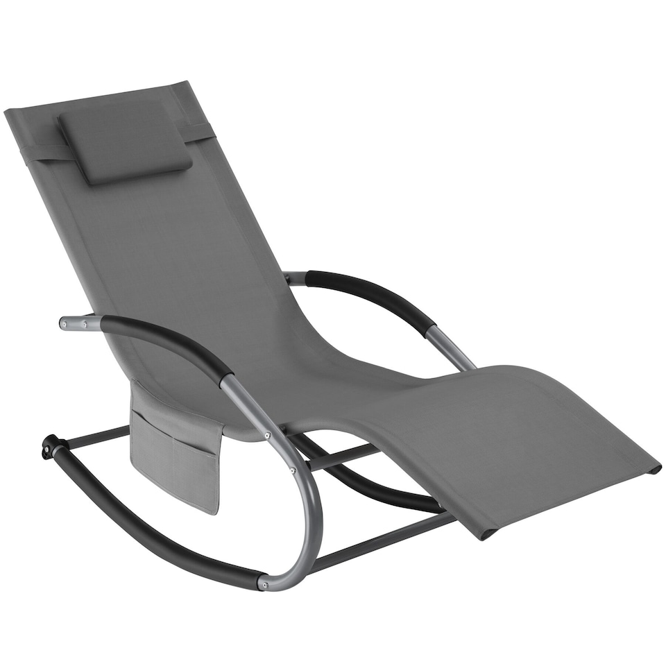 image 1 of Sun Lounger Taya with a Modern Design, Rocking Function and Breathable Surface | Grey | grey | 1
