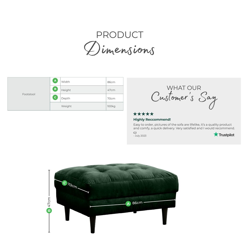 image 1 of Furniturebox Jolene Dark Grey Velvet Footstool