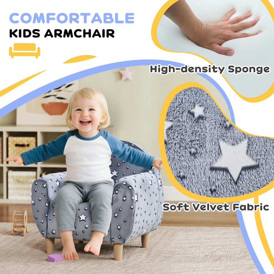 image 1 of AIYAPLAY Kids Armchair, Glow in the Dark Chair for Bedroom 