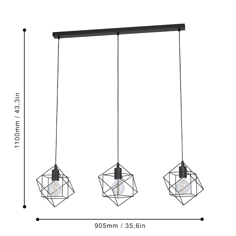 image 1 of Helix 3 Light Black Pendant Ceiling Light | Black