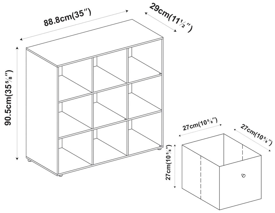 image 1 of 9 Cube Wooden Bookcase Shelving Unit with 5 Collapsible Fabric Drawers | Multi | White & Pastel Pink | 1