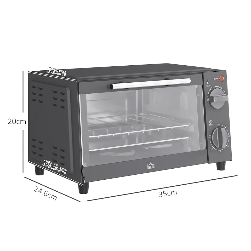 image 1 of HOMCOM Mini Oven 9L Countertop Toaster Oven with Timer Control 750W Grey