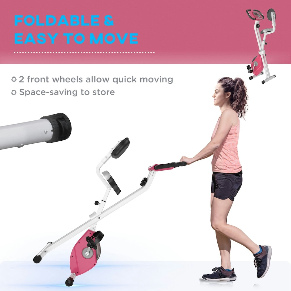 image 1 of HOMCOM Magnetic Resistance Exercise Bike Foldable LCD Adjustable Seat Grey