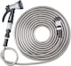 image 1 of Easy Hose Stainless Steel Garden Water Hosepipe Rust Proof & Tangle Free with Hand Held Spray Nozzle (25ft) | Silver