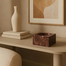 Interiors by Premier Large White Marble Pedestal Bowl,High-quality Marble Fruit Bowl, Stain & Odor Resistant Pedestal Bowl Red