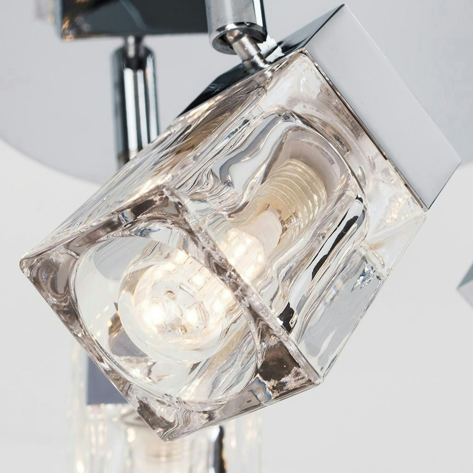 image 1 of ValueLights Ritz Ice Cube Polished Chrome IP44 Bathroom 3 Way Spotlight Flush Ceiling Light