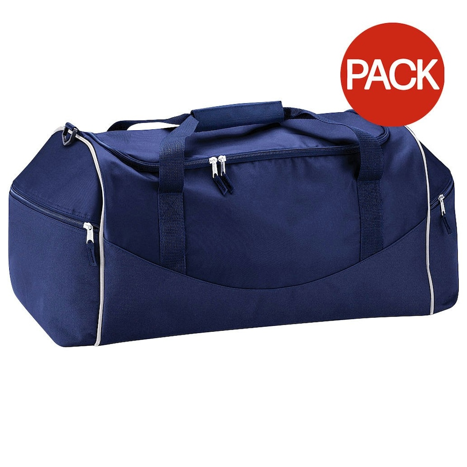 image 1 of Quadra Teamwear Holdall Duffle Bag (55 Litres) (Pack of 2) - French Navy/Putty - One Size | Blue | One Size