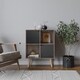 image 2 of Anthracite Oak 4-Cube Storage Unit with 2 Geo Doors and Legs | Black | Black & Beech | 1