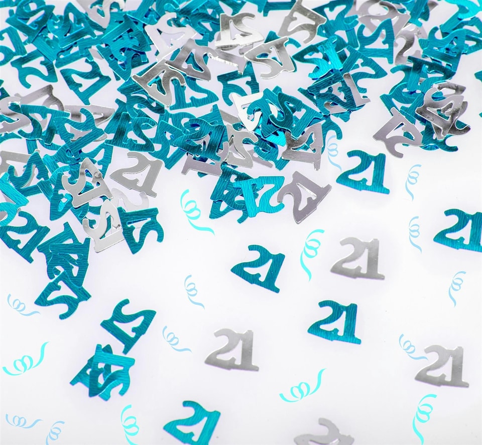 image 1 of 14g 21st Birthday Blue & Silver Confetti