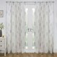 image 1 of Pair of Bracken Grey Leaf Print Voile Panels 137 cm (54 inch) Rod Pocket Panels for Bedroom and Living Room