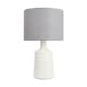 image 2 of Ripple - Off White Ribbed Ceramic Table Lamp with Grey Fabric Shade White | Grey