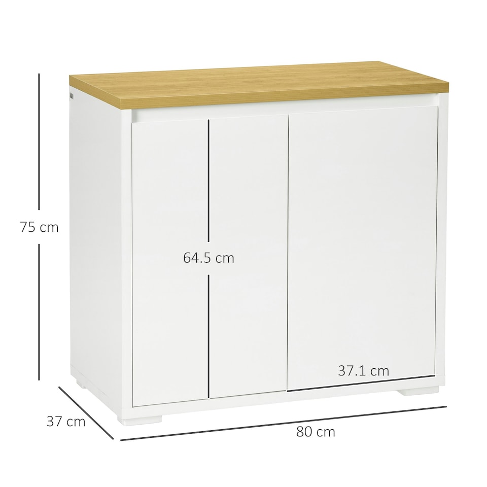 image 1 of HOMCOM Sideboard Living Room Cabinet with Double Door Cabinet Adjustable Shelf White | Natural