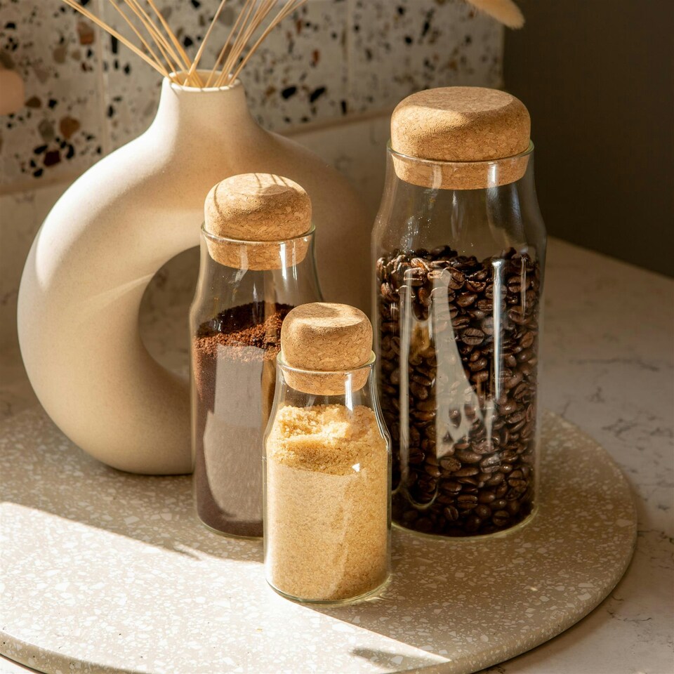 image 1 of Argon Tableware Glass Storage Bottle with Cork Lid - 180ml